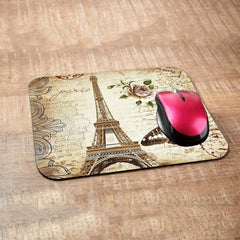 Paris Gaming Mouse Pad Eiffel Tower Butterfly Flower Pattern Non Slip