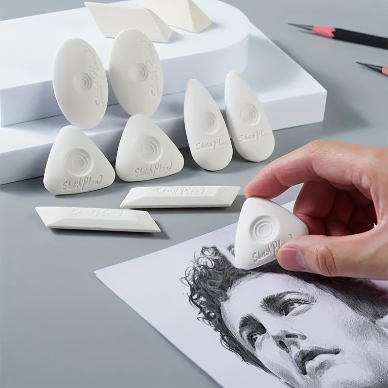 5pcs Art Sketch Erasers Low Dust Ultra Soft Material Ergonomic Triangular
