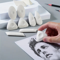 5pcs Art Sketch Erasers Low Dust Ultra Soft Material Ergonomic Triangular