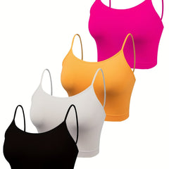 4-pack Sports Cami Tops Round Neck Sleeveless Women's Lingerie