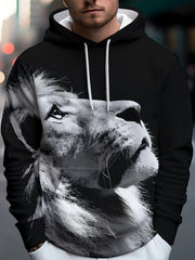 Men's Lion Pattern Hoodie Sweatshirt