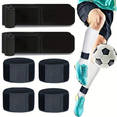2pcs Football Leg Protector Fixed Belt Adjustable Shin Guard Non slip Ankle Belt