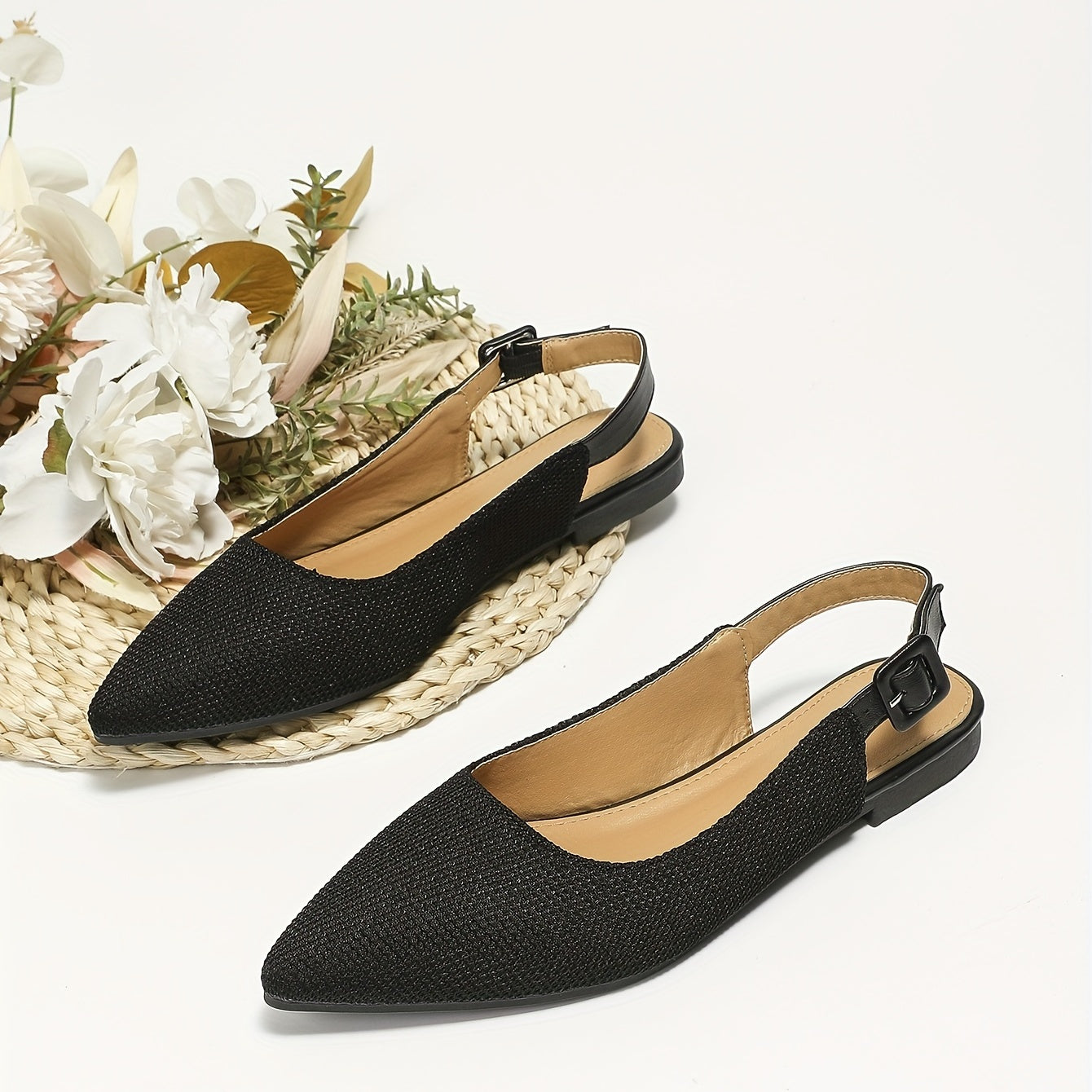 Women's Pointed Toe Flat Sandals Closed Toe Slingback Shoes