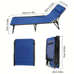 1pc Folding Lounge Chair Adiustable Lounger Outdoor Indoor Folding Chairs