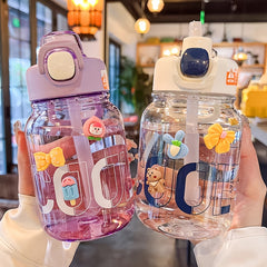 680ml Transparent Straw Water Cup Large Capacity Portable Plastic Bottle