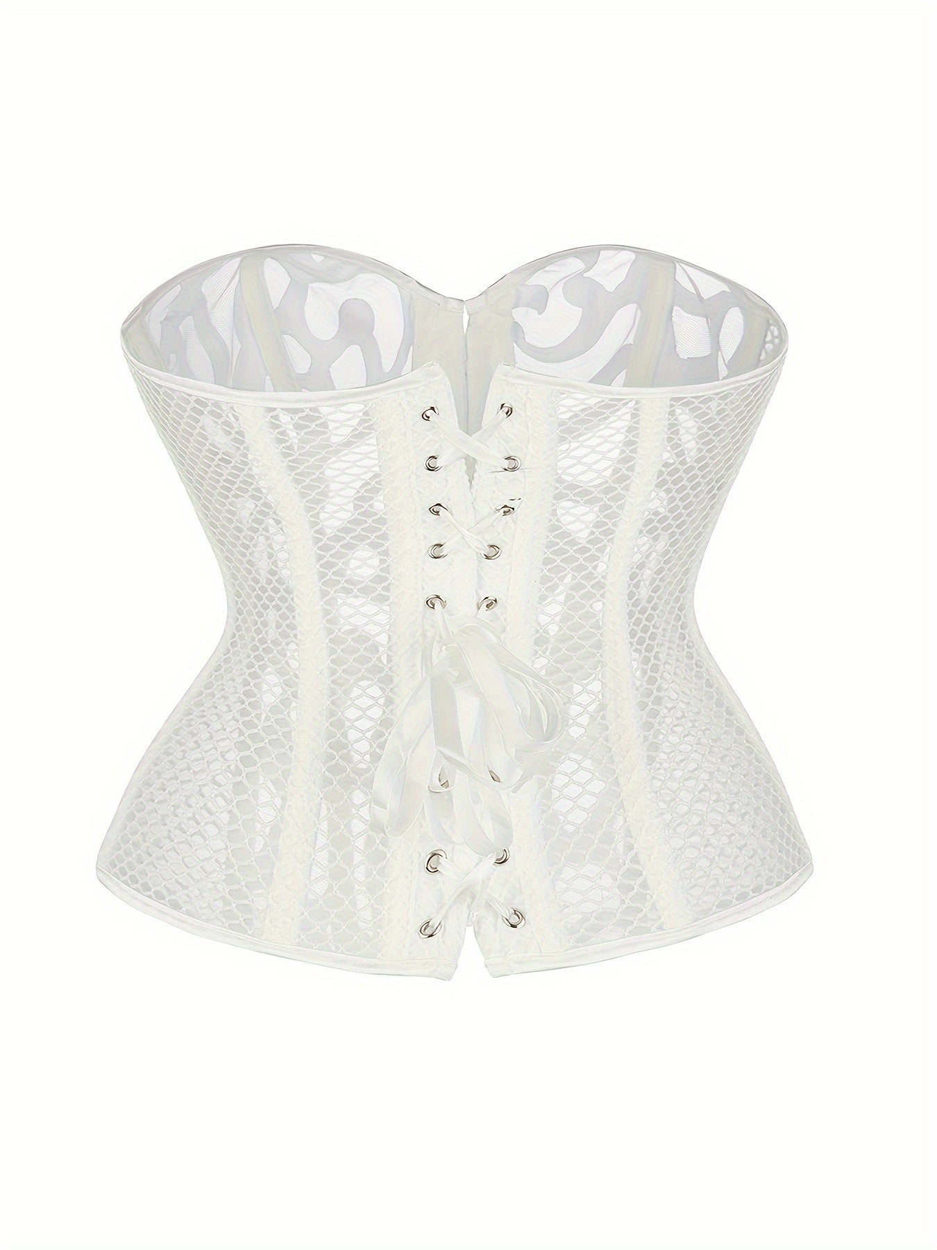 Mesh Strapless Corset Bustier Tummy Control Lace Up Body Shaper