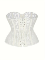 Mesh Strapless Corset Bustier Tummy Control Lace Up Body Shaper