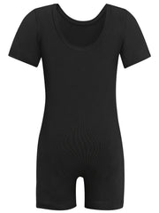 Kids Short Sleeve Gymnastics Romper Suit For Dance Performance