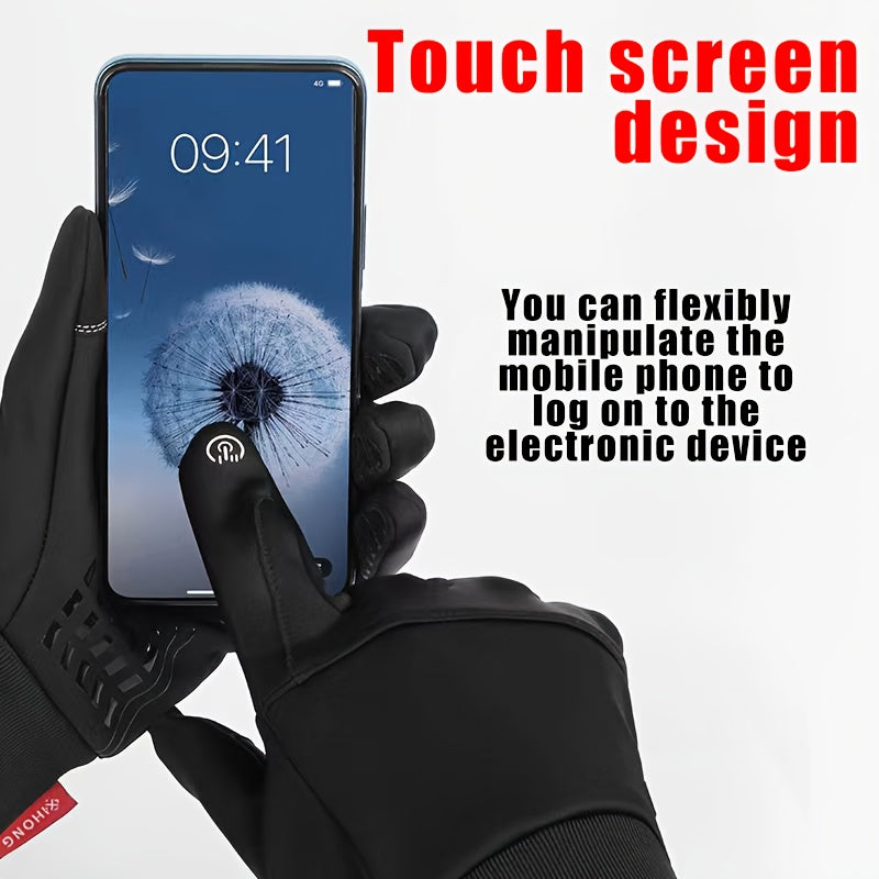 Cycling Full Finger Gloves Windproof Waterproof Touch Screen for Men Women