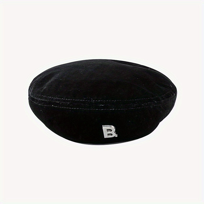 Vintage Velvet Beret Cap Classic Octagonal Hat for Women
