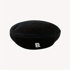 Vintage Velvet Beret Cap Classic Octagonal Hat for Women