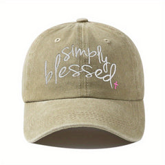 Simply Blessed Embroidery Baseball Cap Unisex Washed Distressed Solid Dad Hats