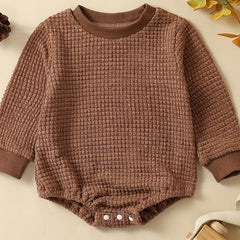 Baby Boys Waffle Long Sleeve Romper