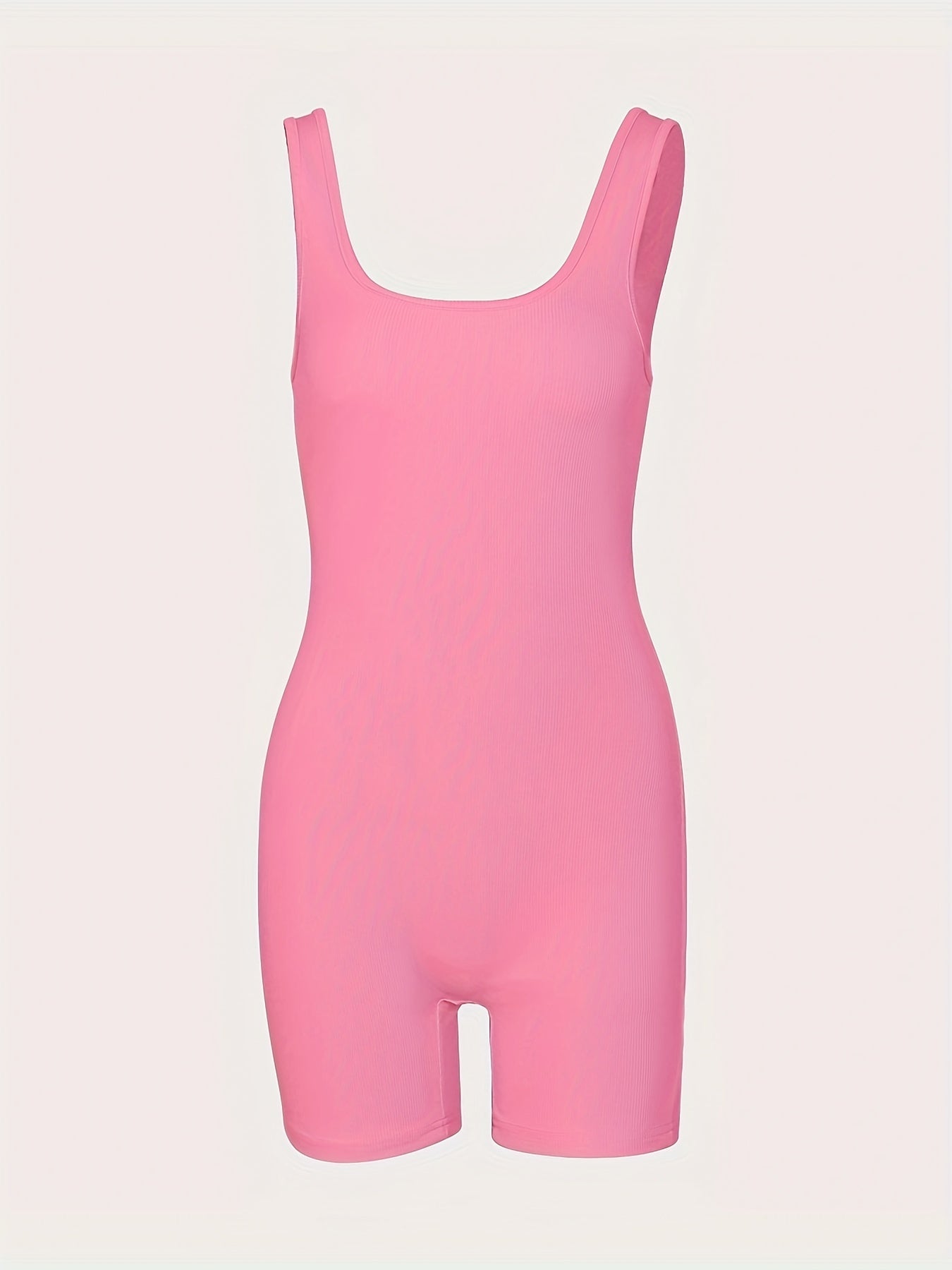Rib Knit Yoga Jumpsuit Tummy Control Stretch Bodysuit