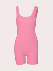 Rib Knit Yoga Jumpsuit Tummy Control Stretch Bodysuit