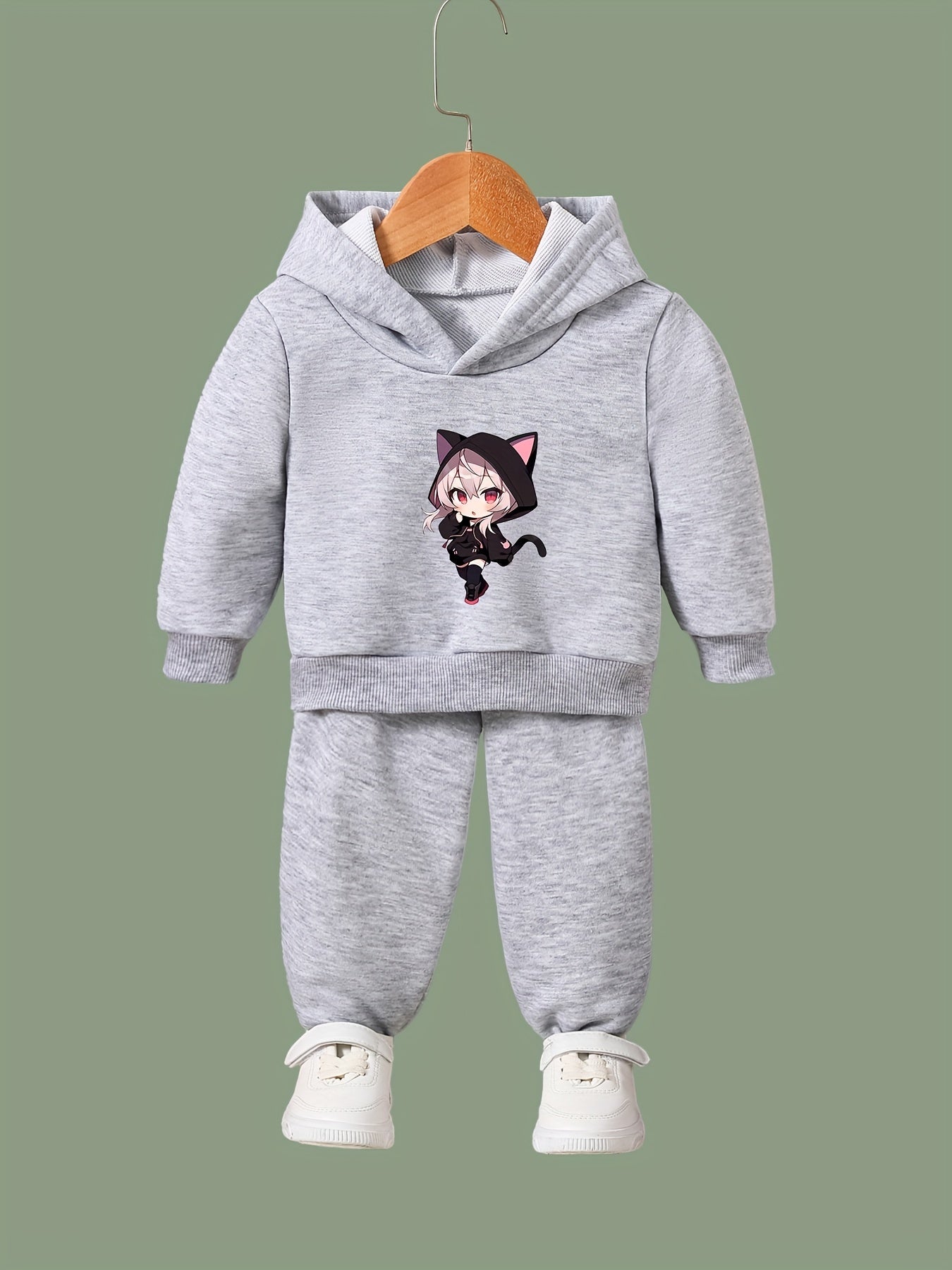 Anime Girl Pattern Long Sleeve Hooded Sweatshirt