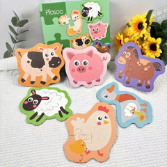 23pcs Animal Puzzle Educational Toys for Kids Parent-Children Games Christmas Ha