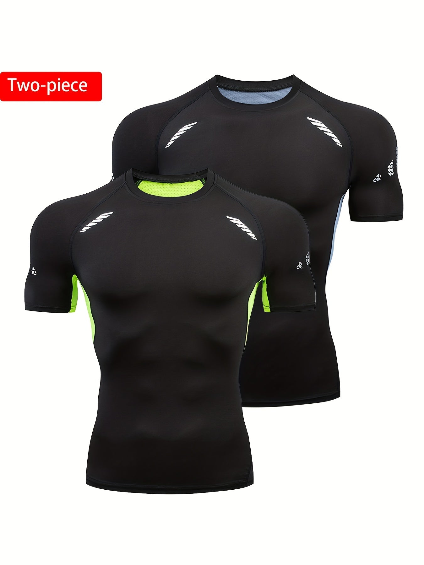 2pcs Men's Quick Dry Sports T Shirts Compression & Moisture Wicking