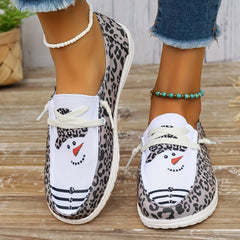 Christmas Snowman Pattern Flat Shoes Lightweight And Comfortable