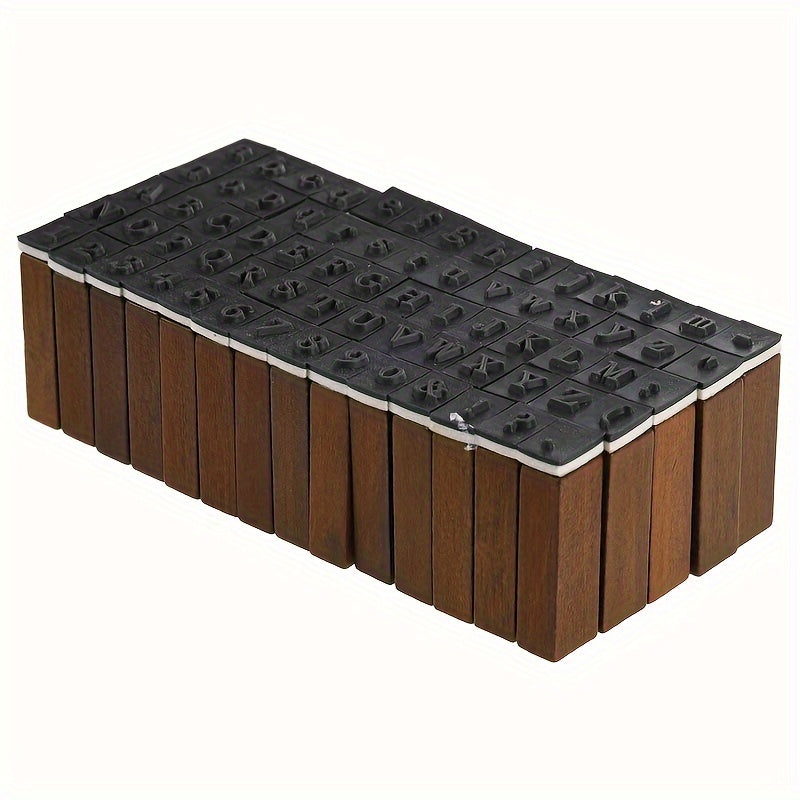 70pcs Alphabet Letter Number Wood Rubber Stamps Set With Box