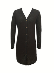 Vintage Collarless Knitted Cardigan Women's Clothing