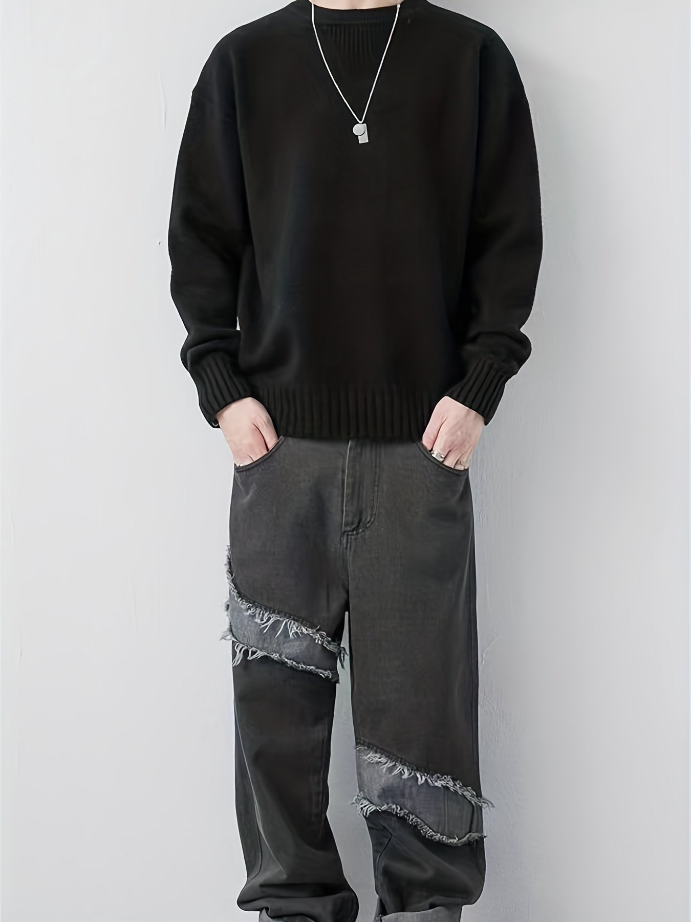 Knitted Sweater Men's Casual Warm Crew Neck Pullover For Fall Winter