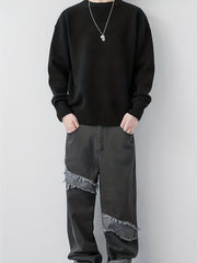Knitted Sweater Men's Casual Warm Crew Neck Pullover For Fall Winter