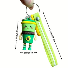 Cartoon Fruit Beverage Bottle Keychain Pendant Car Key Bag Hanging Decorations