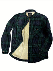 Men's Fleece Lined Plaid Shirt Coat