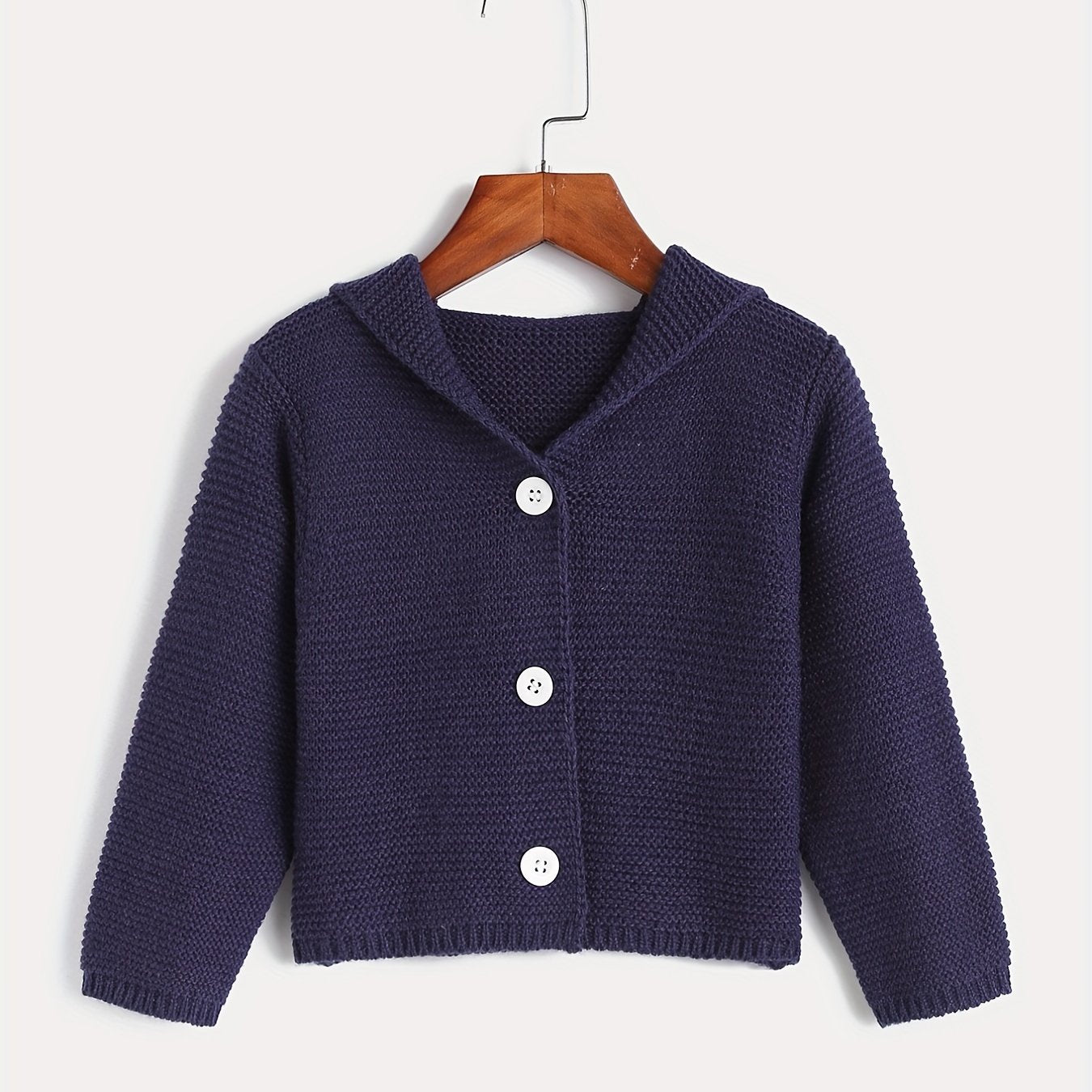 Casual Hooded Knit Cardigan Little Girls Coat