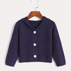 Casual Hooded Knit Cardigan Little Girls Coat