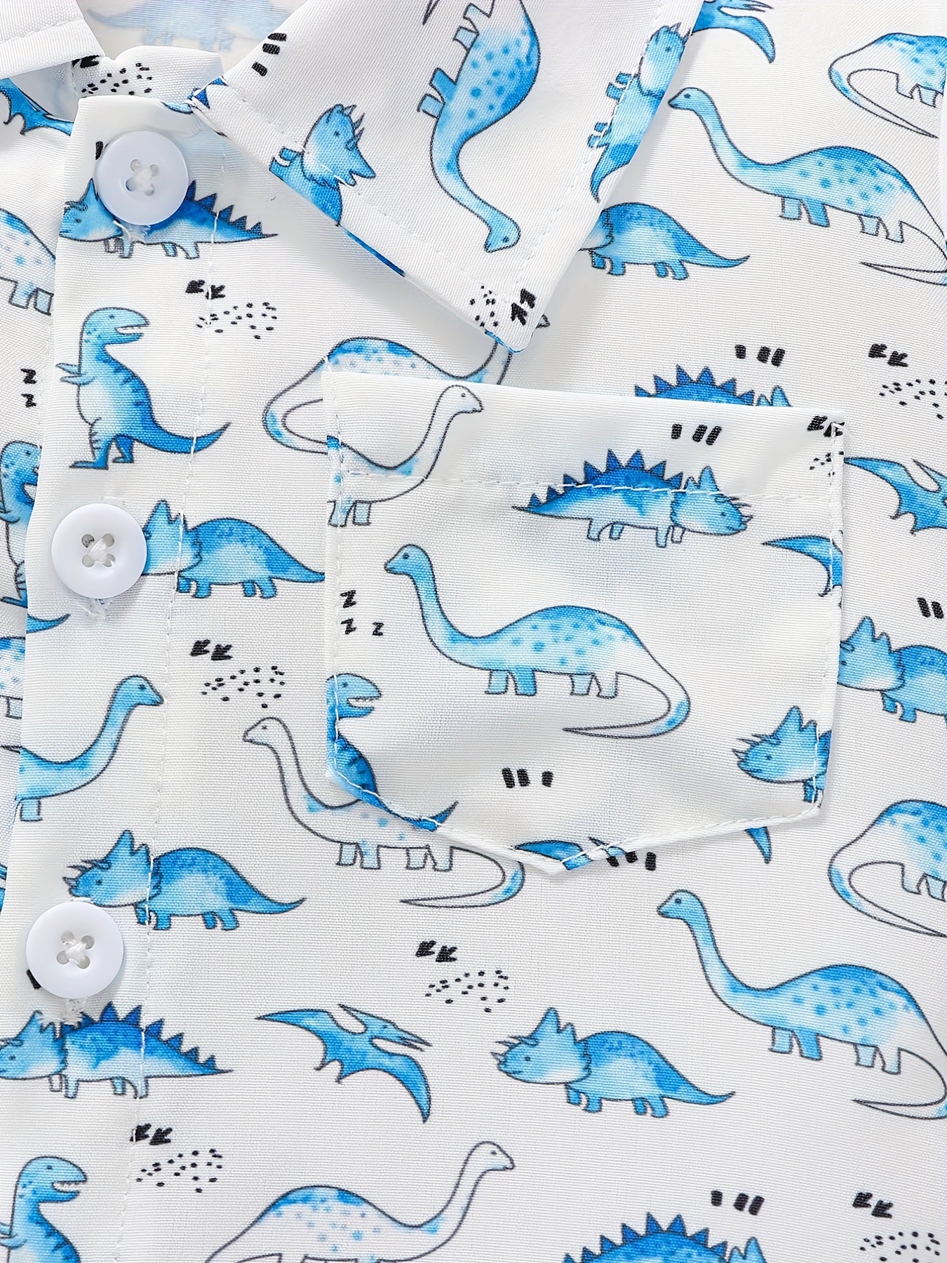 Baby Boys Dinosuar Short Sleeve Shirt Chest Pocket Infant Toddler Clothes