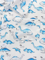 Baby Boys Dinosuar Short Sleeve Shirt Chest Pocket Infant Toddler Clothes
