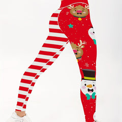 Christmas Snowflake Deer Print Leggings High Stretch Yoga Fitness Pants