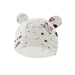 Newborn Cotton Baby Hat With Cartoon Embroidery For Kids