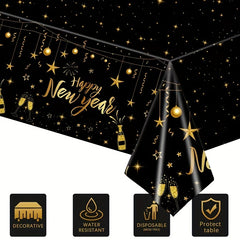 Happy Year Tablecloth Waterproof Party Table Decor