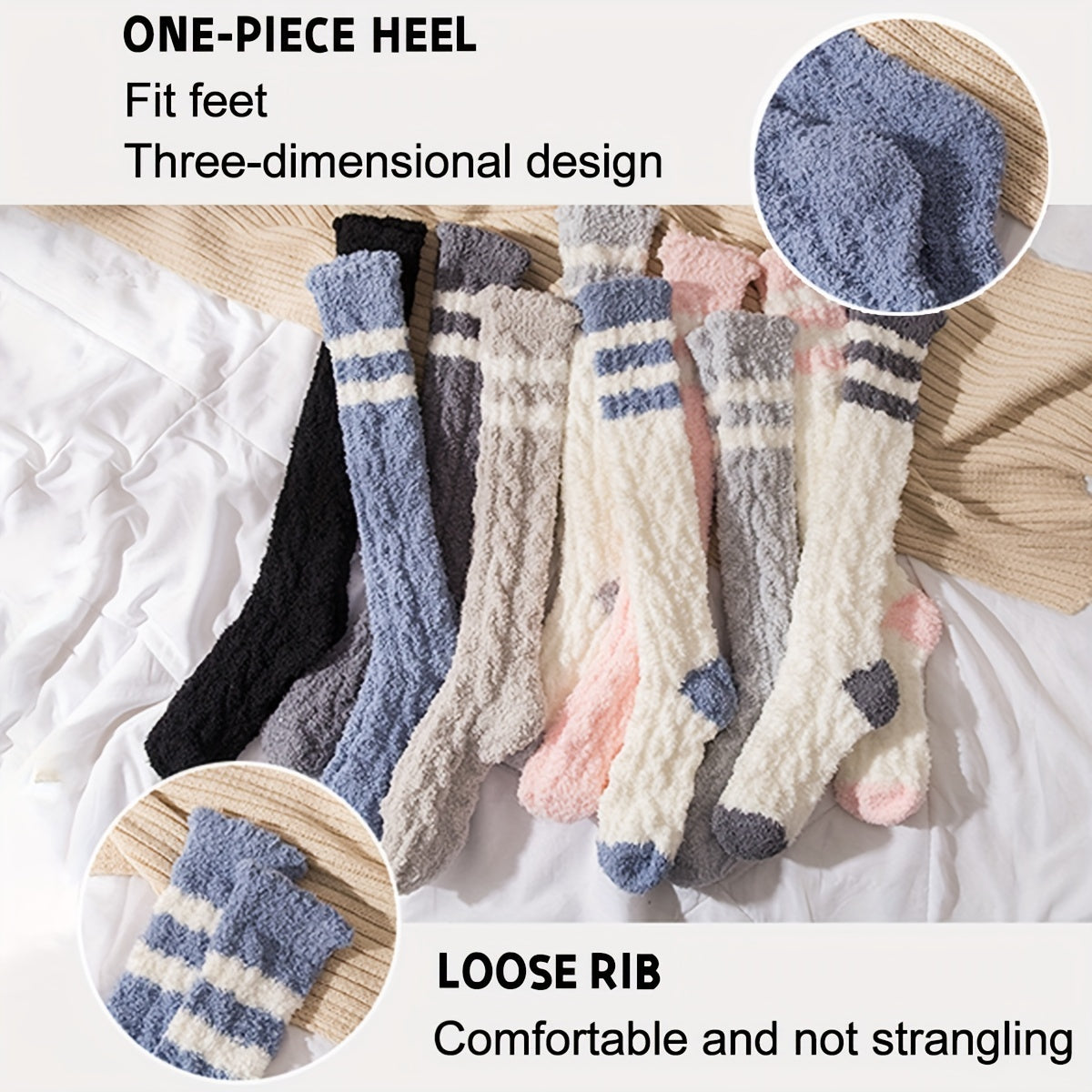 Cozy Fuzzy Socks With Grips Winter Warm Home Crew Socks
