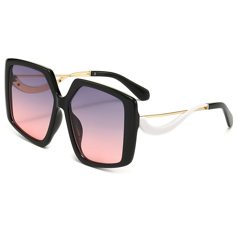 Polygon Frame Metal Temple Sunglasses UV Protection