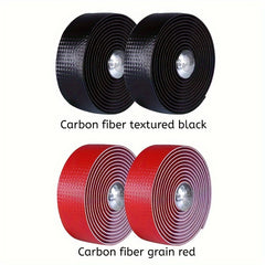 Bike Handlebar Tape Set Red Carbon Pattern Anti Slip Sweat Absorption Breathable