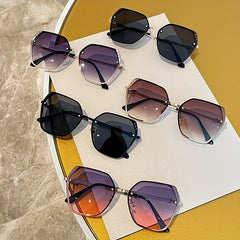 Rimless Gradient Sunglasses UV400 Protection Metal Sun Shades