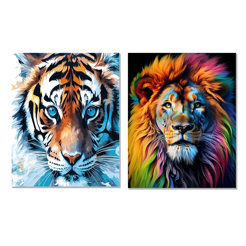2pcs Lion Tiger 40 64x50 DIY Acrylic Painting Number Kit
