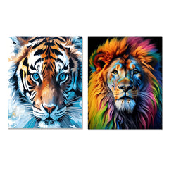 2pcs Lion Tiger 40 64x50 DIY Acrylic Painting Number Kit