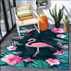 Flamingo Flower Pattern Carpet Christmas Door Floor Mat Non-slip Rug