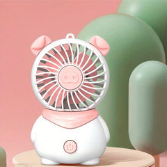 Cartoon Pig Handheld Fan USB Charging Strap Portable Pocket Mini Fan