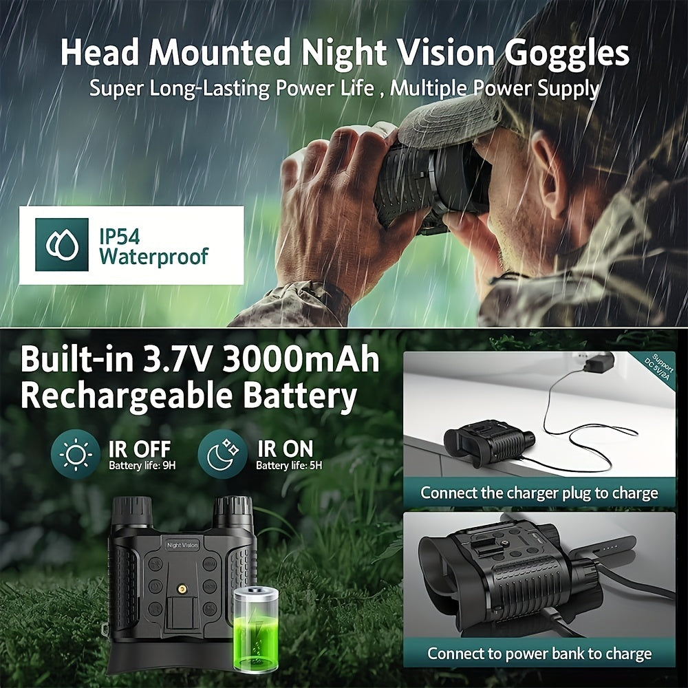 HD 10X Night Vision Binoculars 1080P Infrared Zoom USB Charging