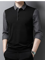 Men's Button Stripe Long Sleeve Shirt For Winter Fall