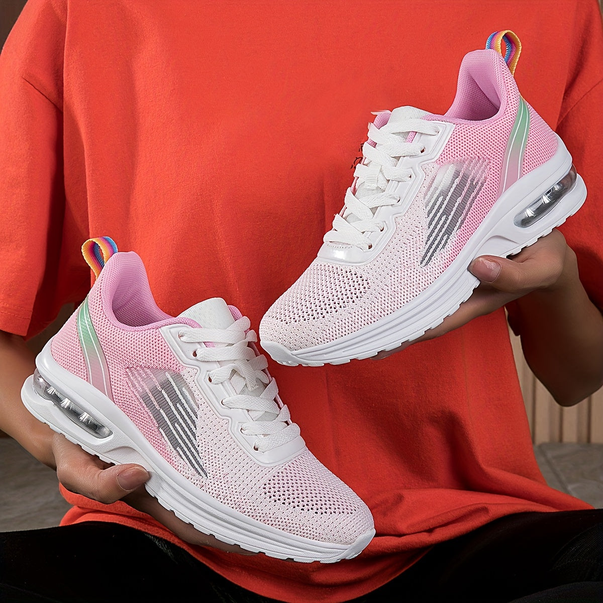 Women's Air Cushion Sneakers Low Top Lace Up Shoes