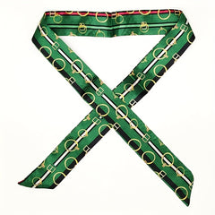 Ring Print Twilly Scarf Vintage Ribbon Neckerchief Satin Hair Ribbon Set