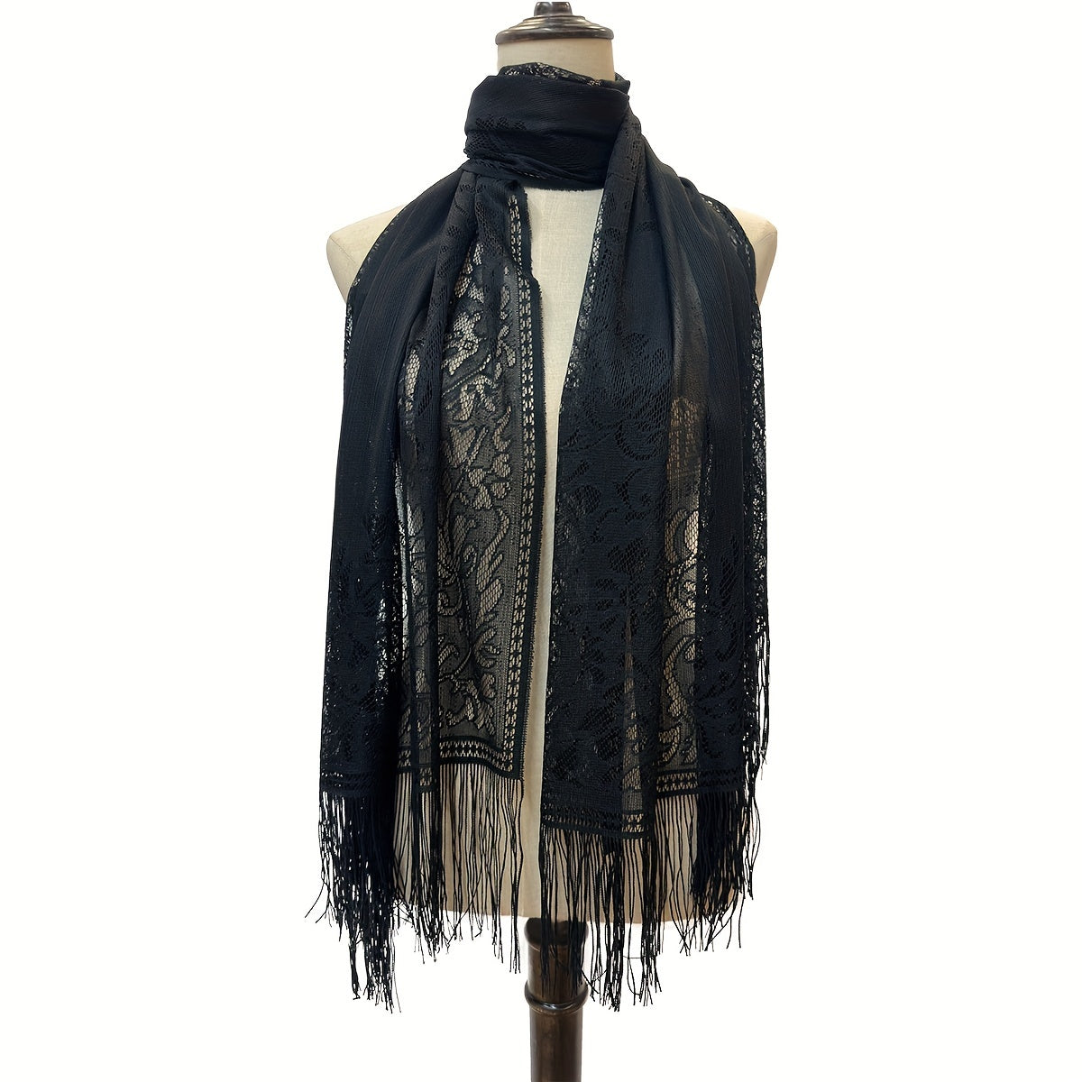 Lace Long Scarf Breathable Tassel Shawl Women Dress Wrap