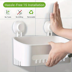 Suction Cup Shower Caddy No Drilling Removable Shower Shelf